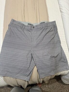 adidas Men's Black and Gray Plaid Athletic Shorts